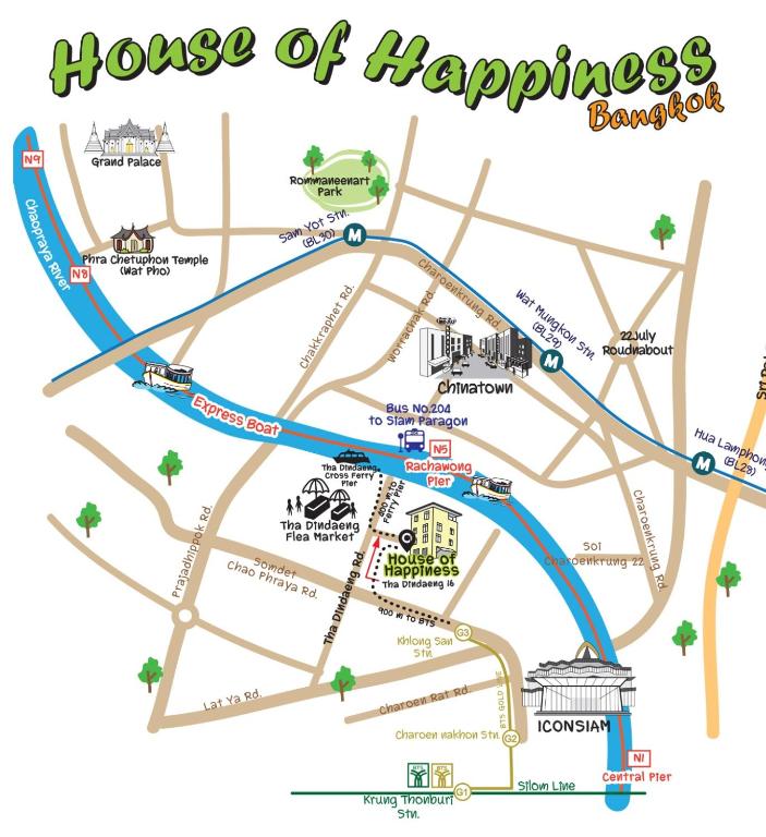 House of Happiness hand-drawn area map