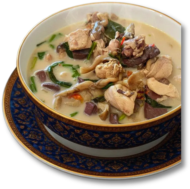 ต้มข่าไก่ + ข้าวสวย — Tom Kha Gai (Chicken in Coconut Soup) & Rice